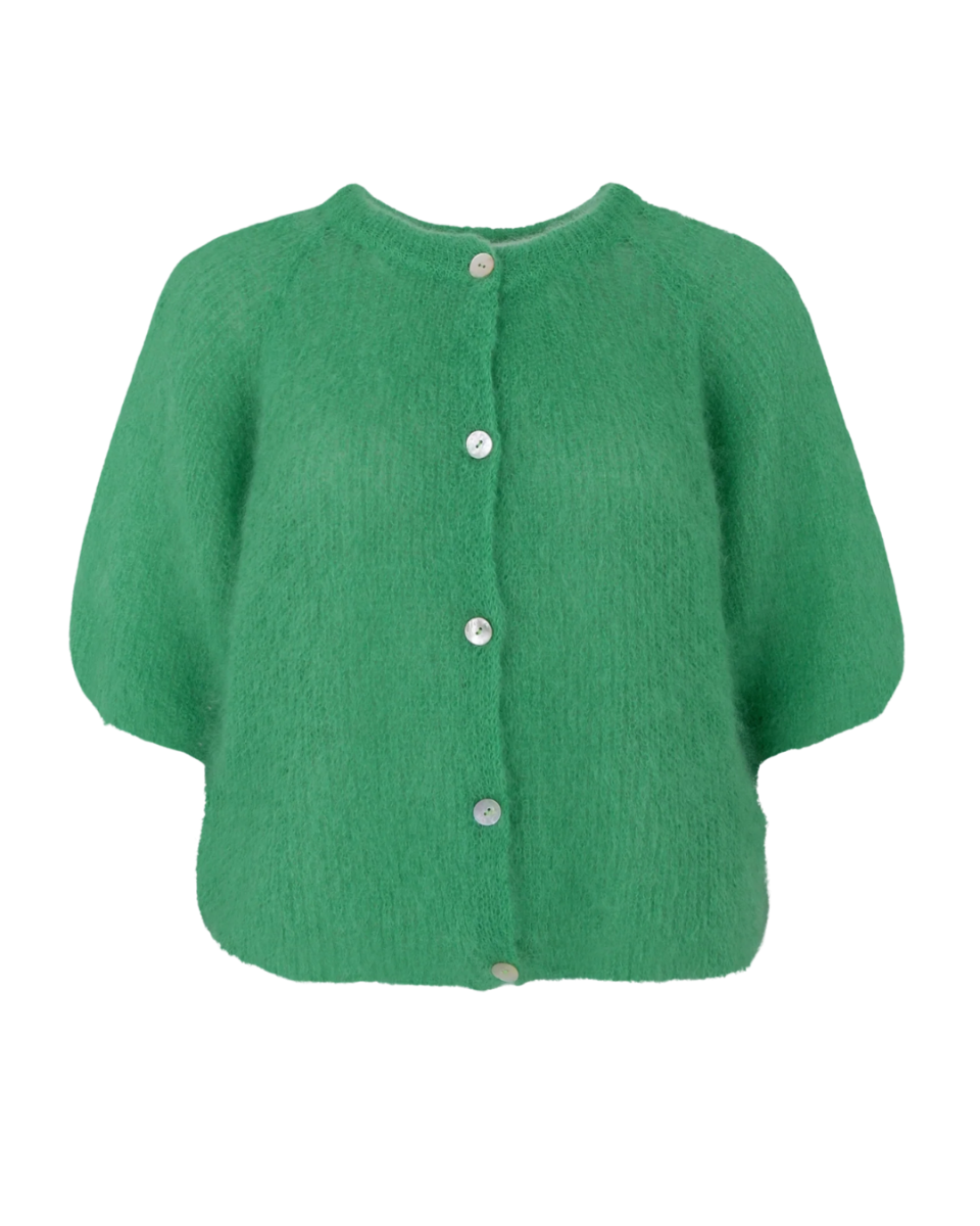 Bjoerk Patent Knit Cardigan Green