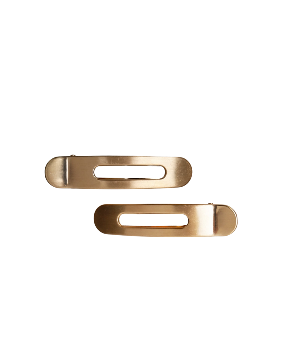 Flow 2 Pcs Matt Hairclip Set Matt Gold