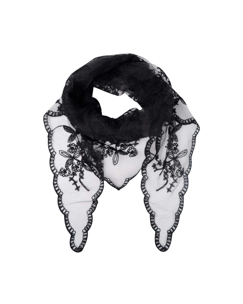 Miriana Triangle Lace Scarf Black