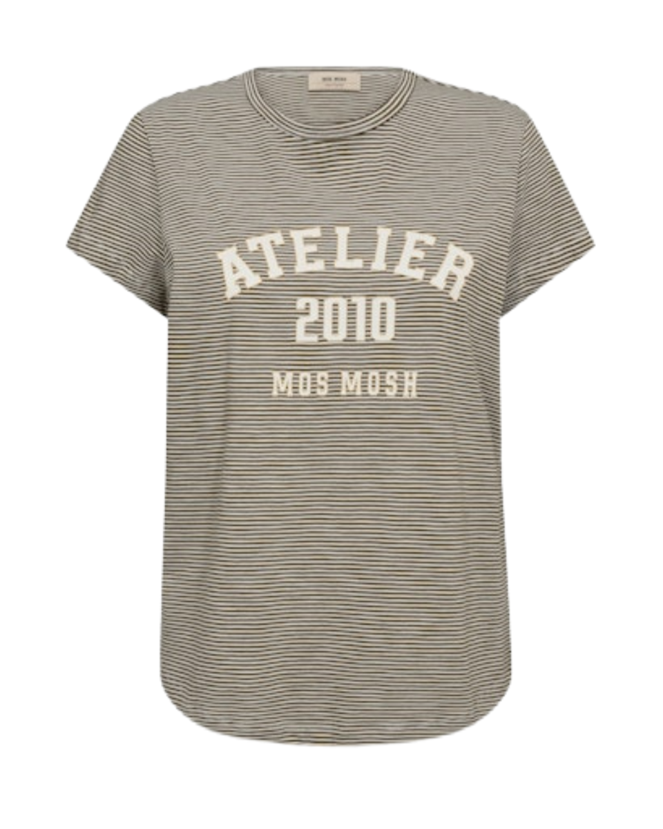 Camp O-SS Stripe Tee Burnt Olive