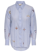 Paige L/S Loose Emb. Shirt Cloud Dancer/Blue