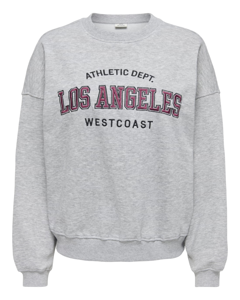 Mesa L/S O-Neck Emb Sweat Noos Light Grey Melange