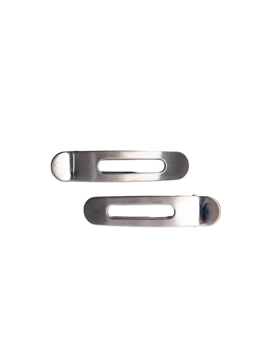 Flow 2 Pcs Matt Hairclip Set Mat Silver