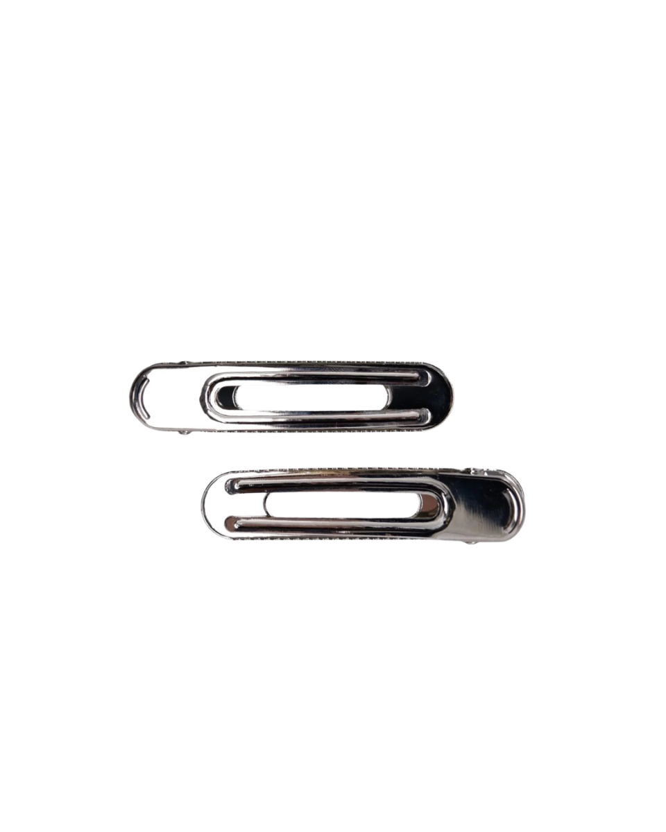Flow 2 Pcs Matt Hairclip Set Mat Silver