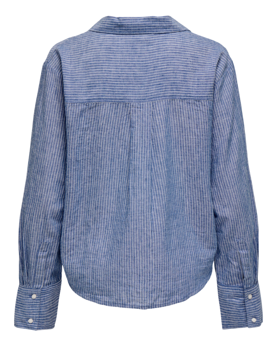 Mila L/S Loose Linen Shirt Star Sapphire/Cloud Dancer