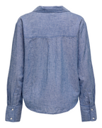 Mila L/S Loose Linen Shirt Star Sapphire/Cloud Dancer