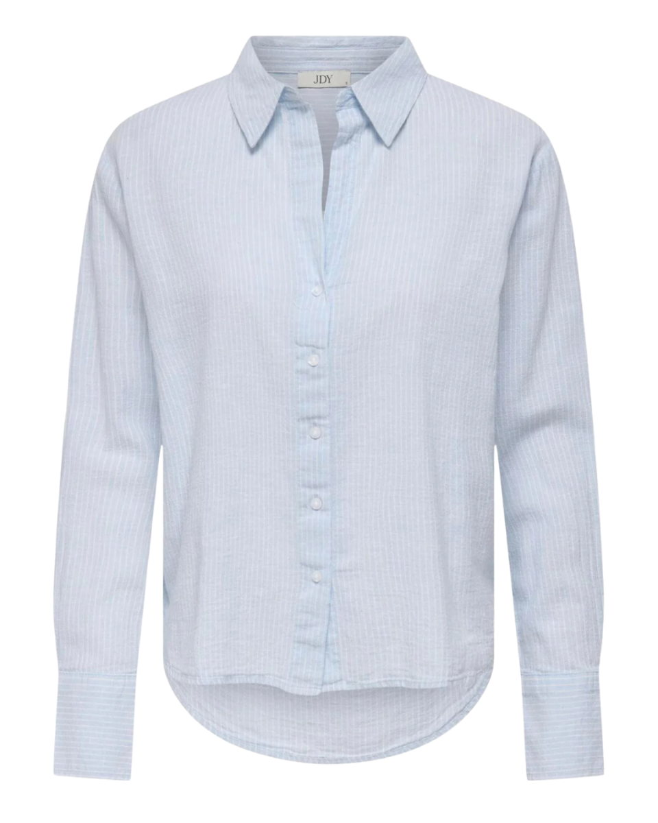 Mila L/S Loose Linen Shirt Kentucky Blue/Cloud Dancer