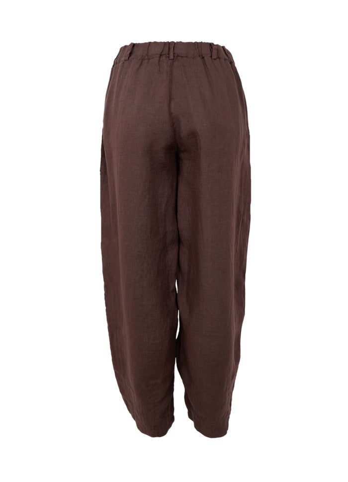 Melina Barrel Linen Pant Coffee