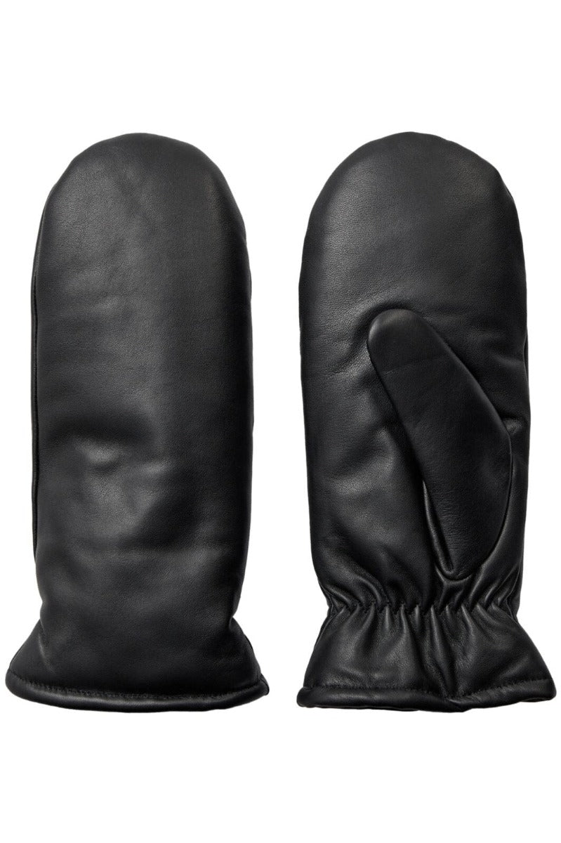 Barly Leather Mitten Black