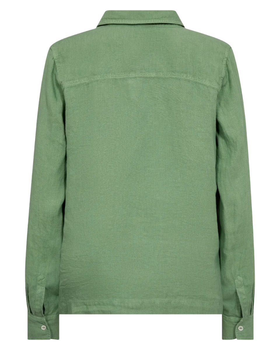 MMEnna Linen Pocket Blouse Turf Green