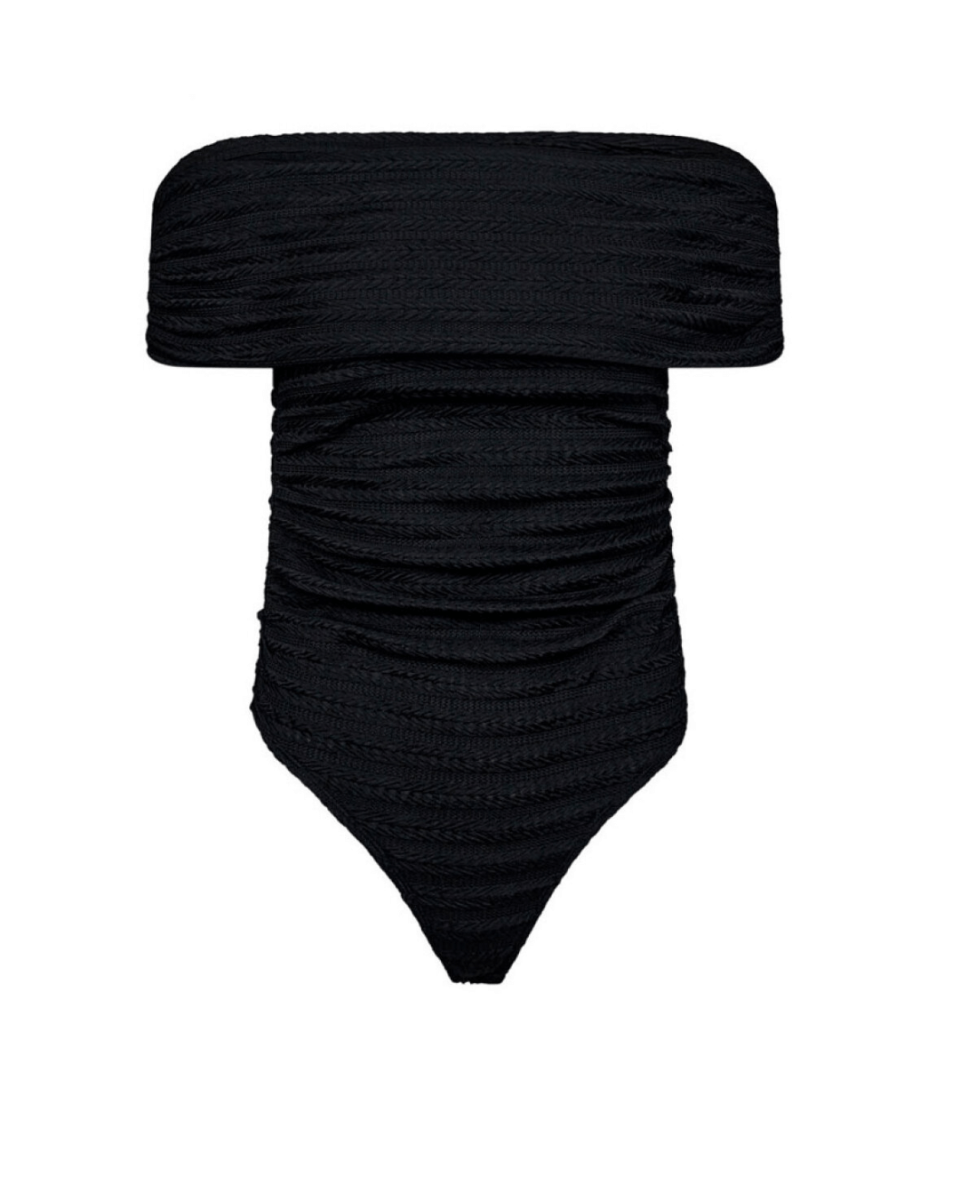 Brade Drape Bodystocking Black