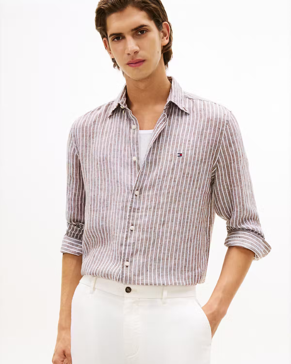 Linen Bengal Stripe RF Shirt Legacy Brown