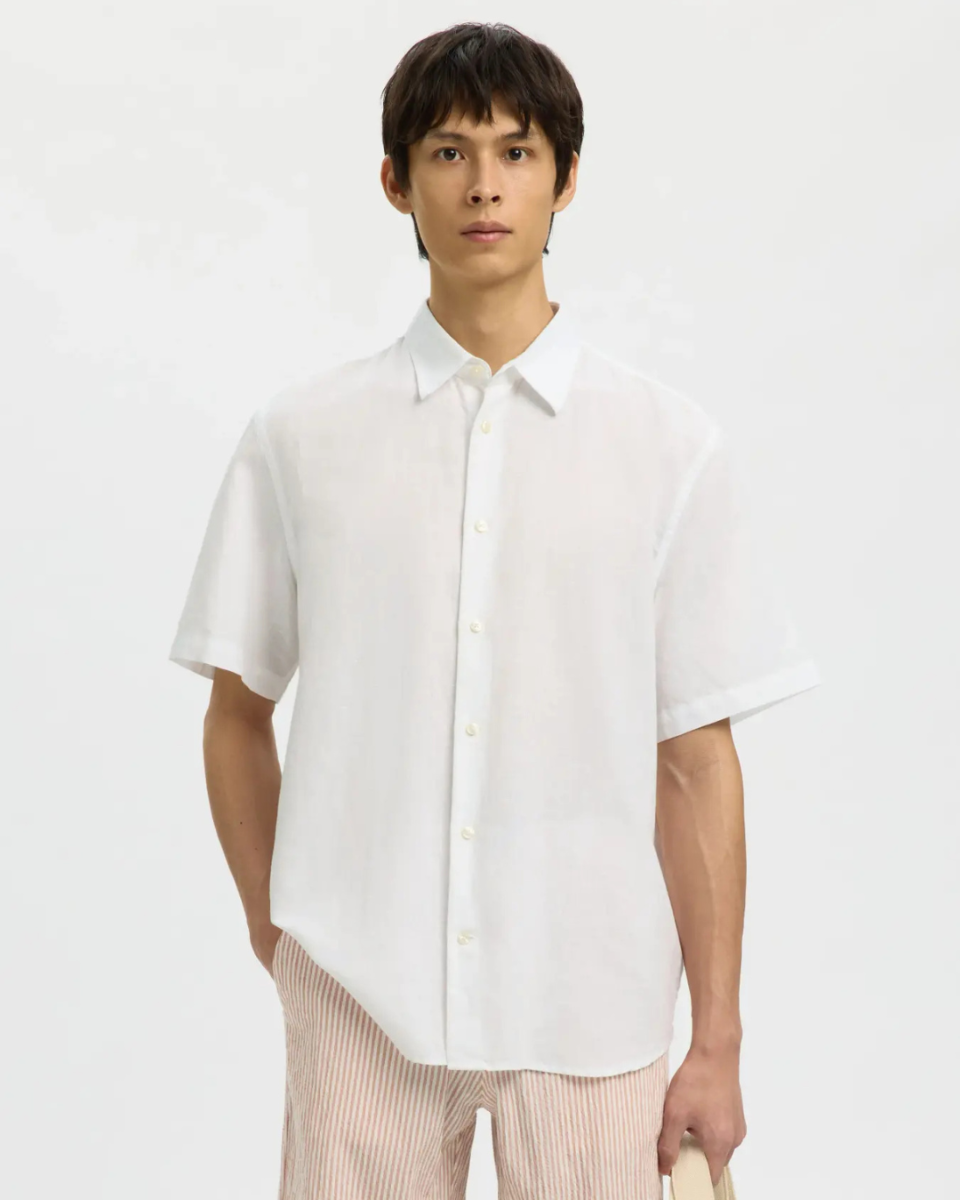 Regclaus Clay Linenblend SS Shirt Bright White