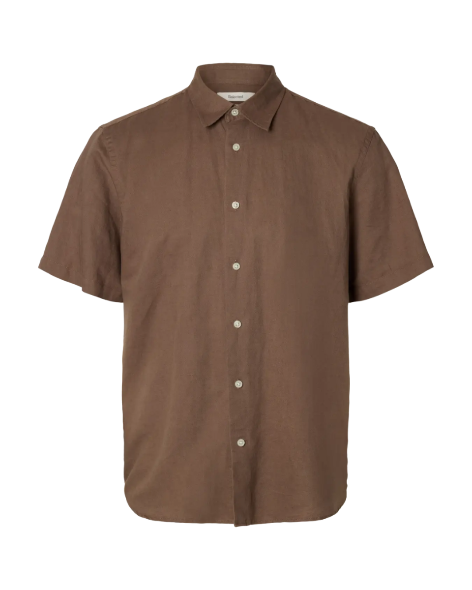 Regclaus Clay Linenblend SS Shirt Chocolate Chip