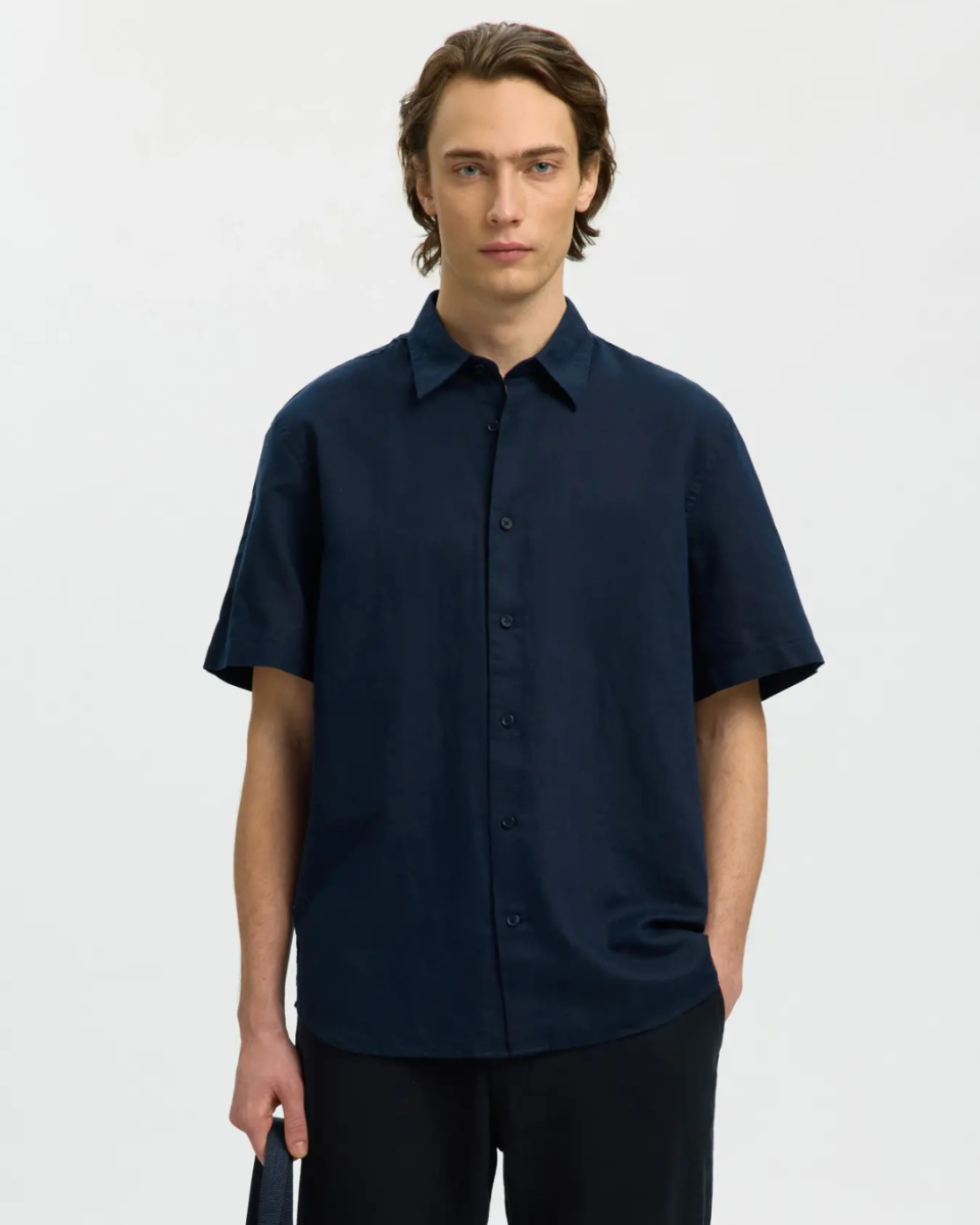 Regclaus Clay Linenblend SS Shirt Sky Captain