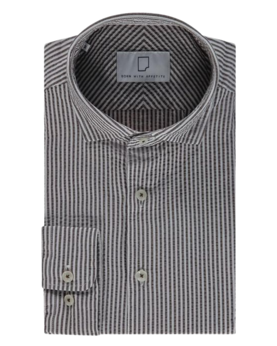 Sawyer Seersucker Shirt Dark Brown