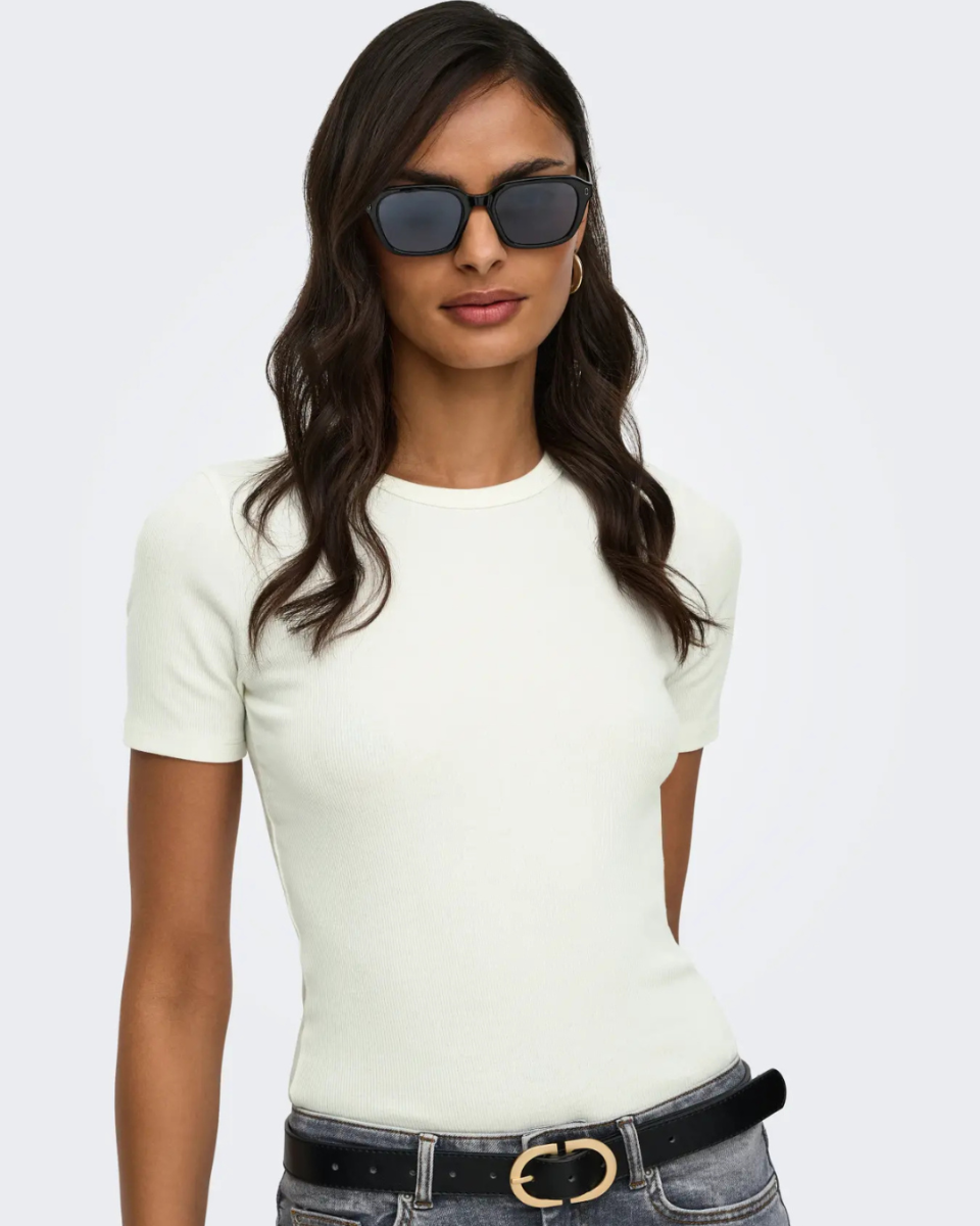 Lucky S/S O Neck Top Noos Cloud Dancer