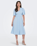 Nora 2/4 Midi Dress Noos Chambray Blue
