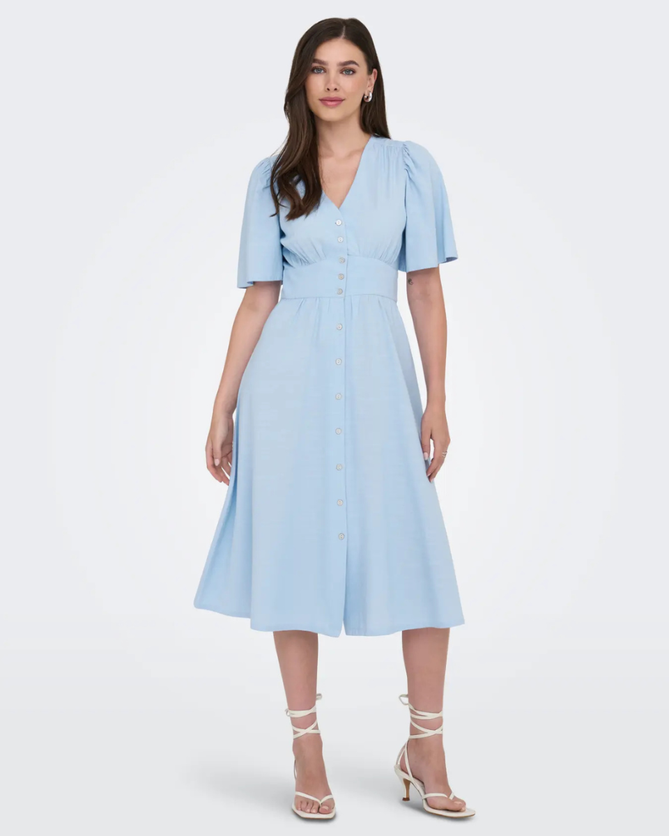 Nora 2/4 Midi Dress Noos Chambray Blue