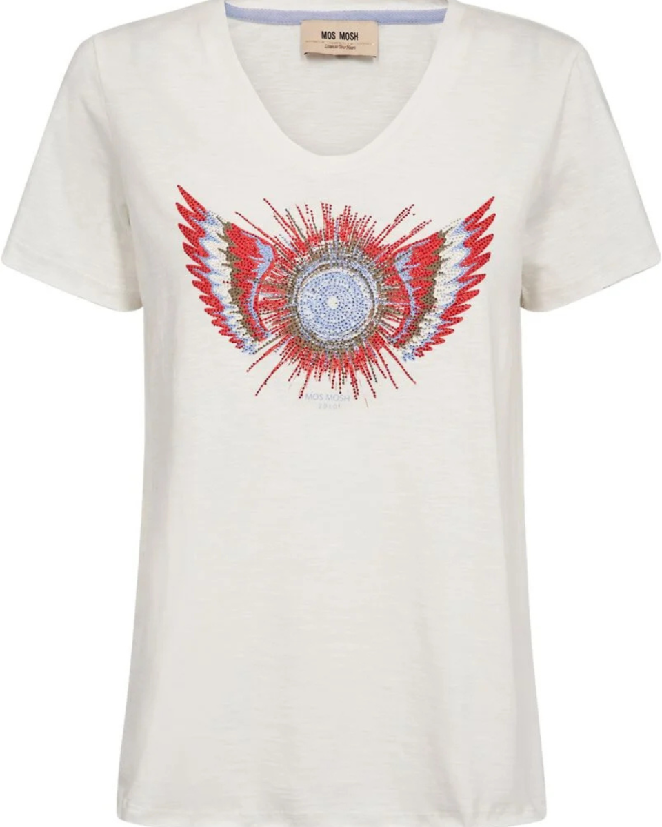 MMRomi Gethi O-SS Glam T-shirt Ecru