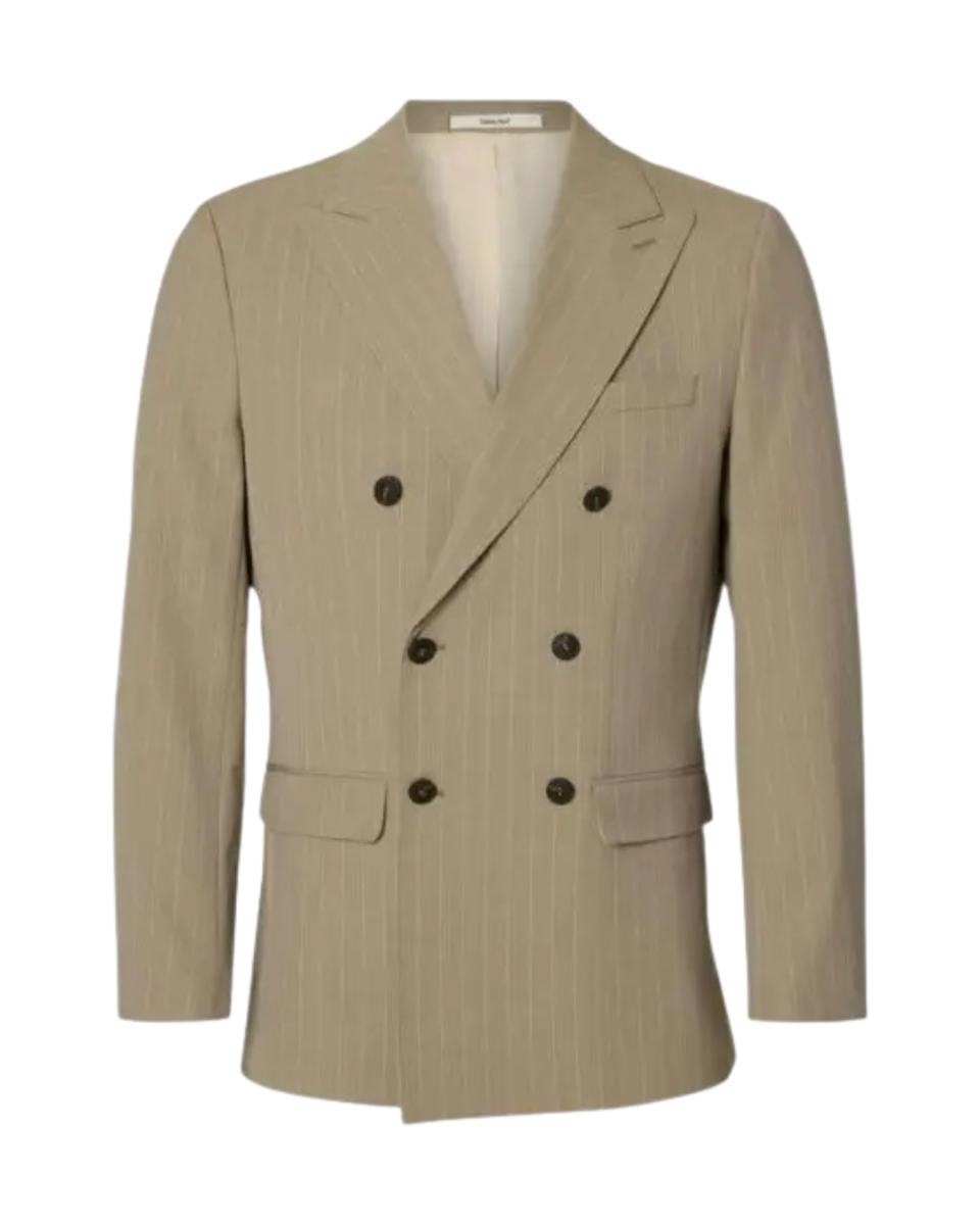 Slim-Liam Pinstriped Db Blazer Flex Sand/Prinstriped