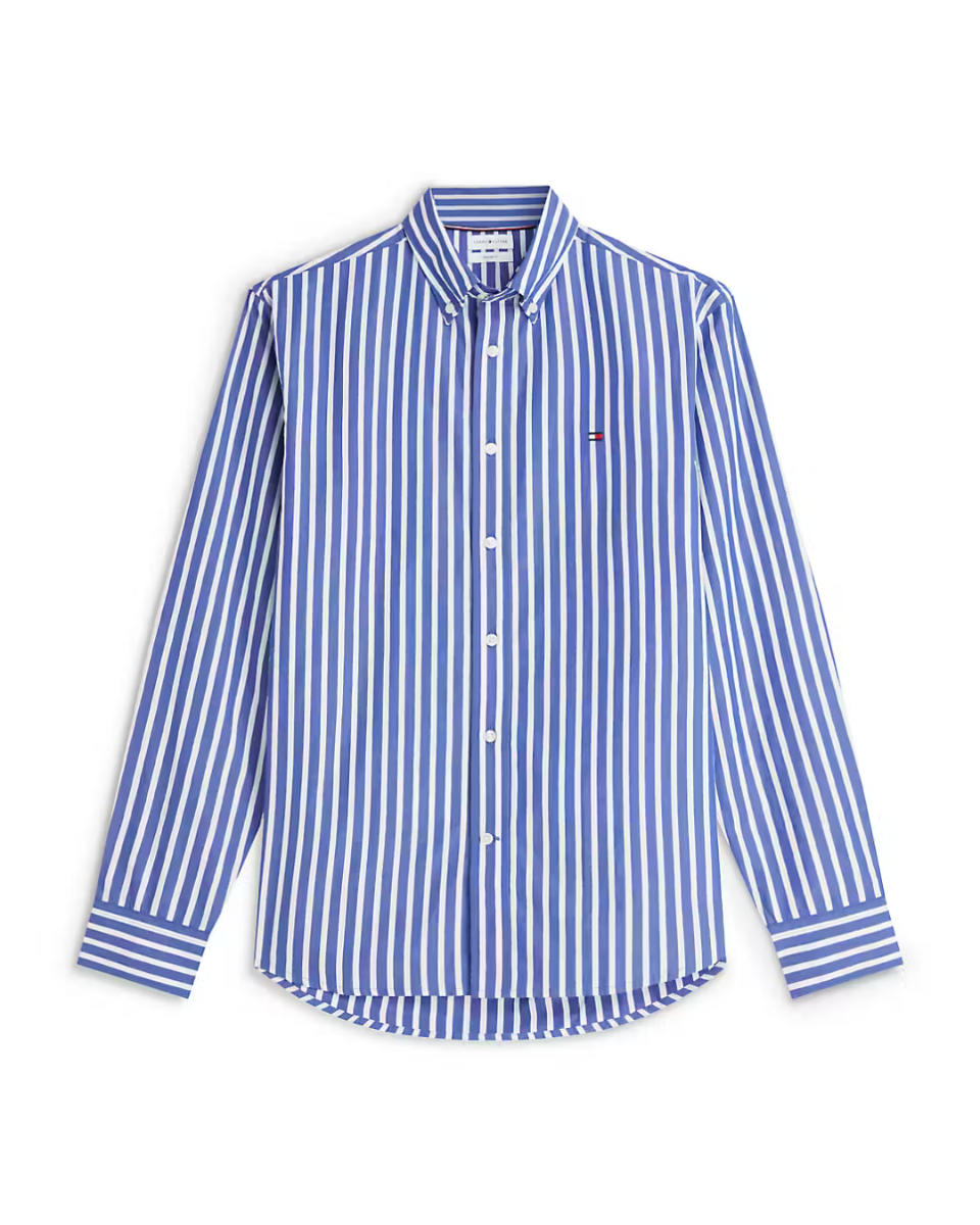 Flex Poplin Seasonal Stripe Sht Wedge Blue