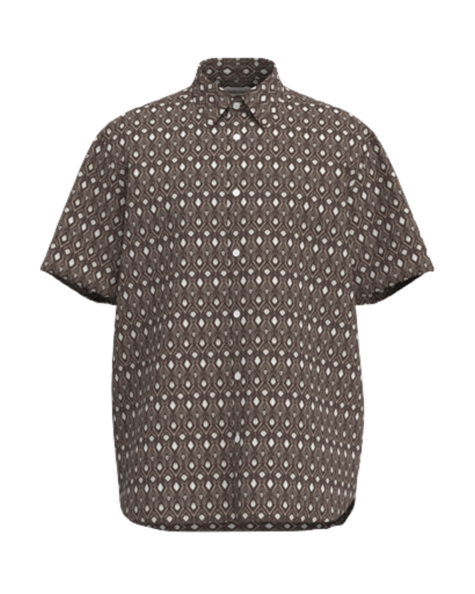 RegClaus Clay Linenblend SS Shirt Bracken/Geo Diamond
