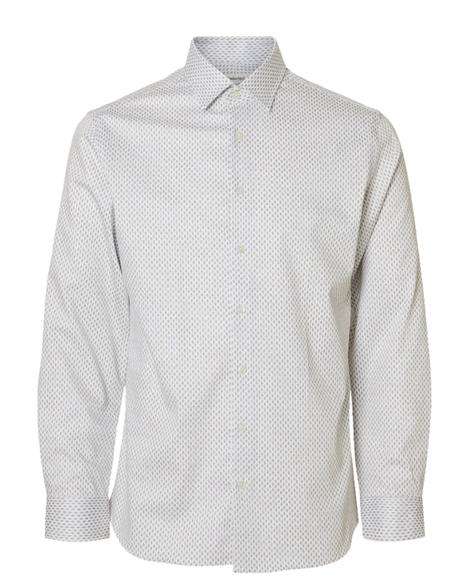 SlimFilip Performance LS Shirt AOP Bright White/Fl