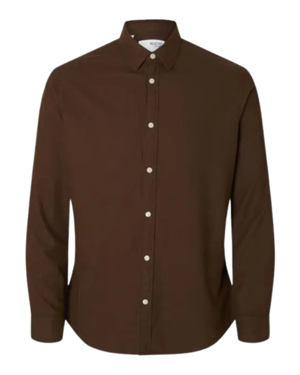SlhSlimowen-Brushed Shirt Ls Noos Demitasse/Mixed