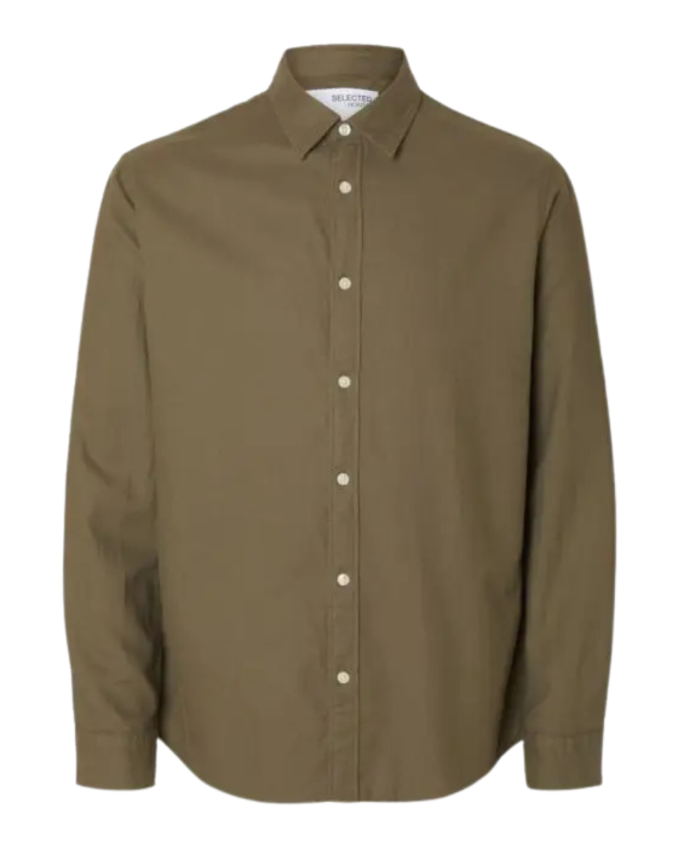 SlhSlimowen-Brushed Shirt Ls Noos Kalamata/Mixed