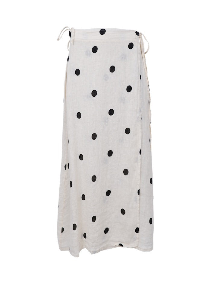 Melina Linen Wrap Skirt Dot