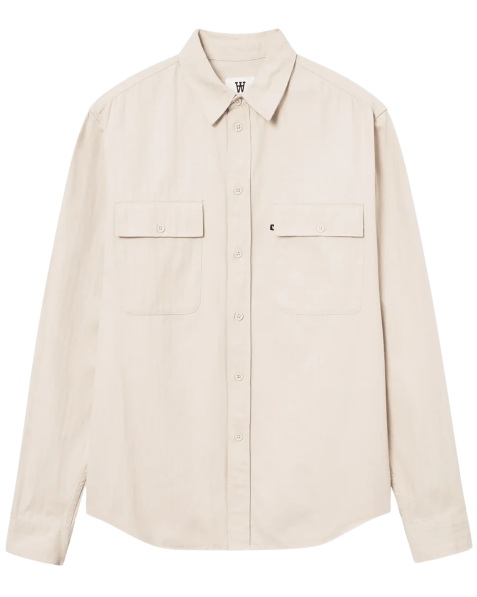 Axl Herringbone Shirt Sand Grey