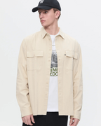 Axl Herringbone Shirt Sand Grey