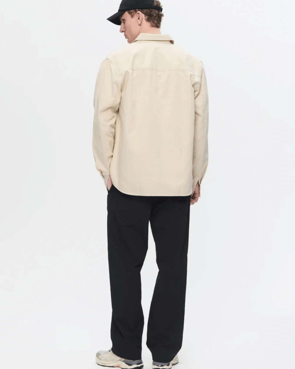 Axl Herringbone Shirt Sand Grey