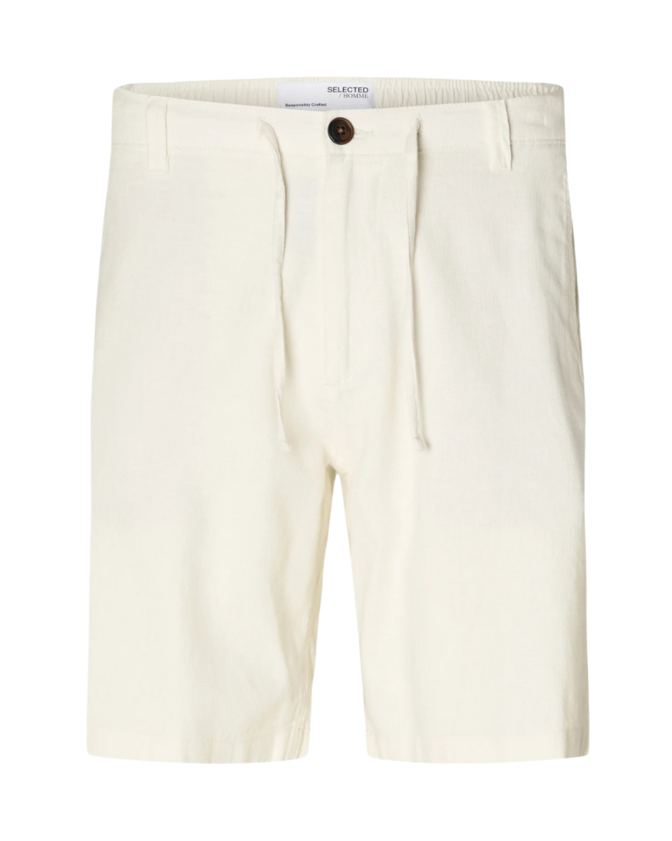 Slh Regular brody Linen Shorts Cloud Dancer