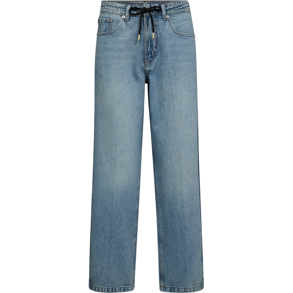 Lami Crop String Tie Bleached Jeans Denim Blue