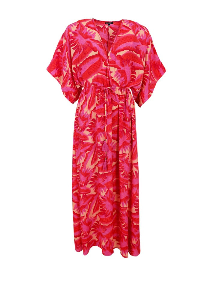 Luna Long V-Neck Dress Epic Pink