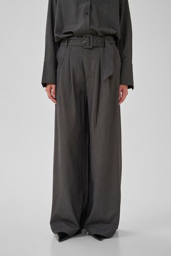 23 The Pinstriped High Pant Grey Melange