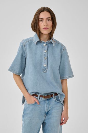 Abina 139 Boxy Blouse Light Blue