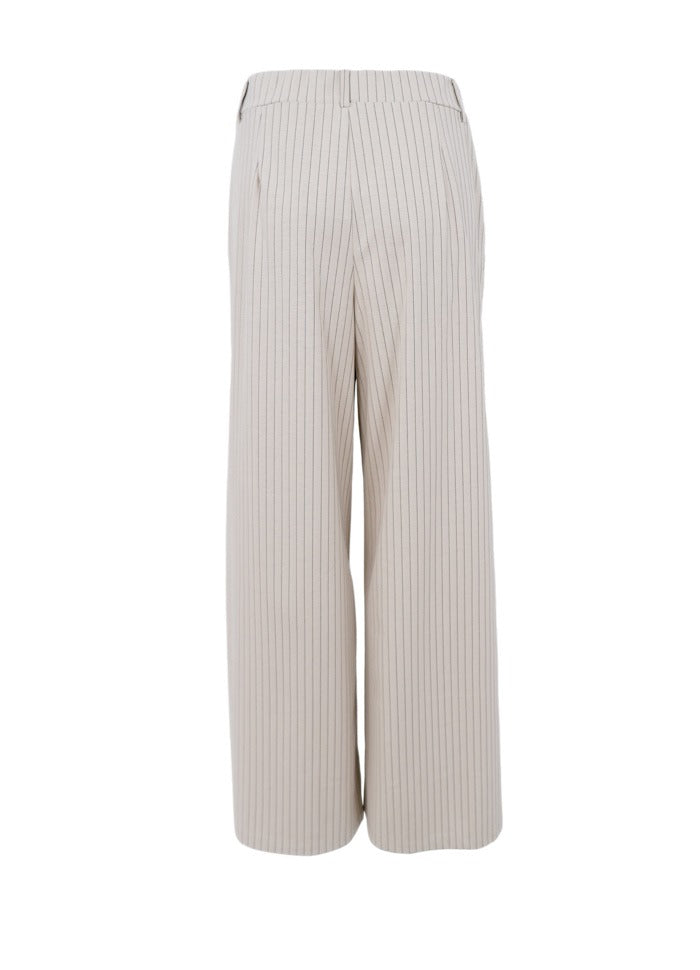 Milano Wideleg Pant Creme Striped