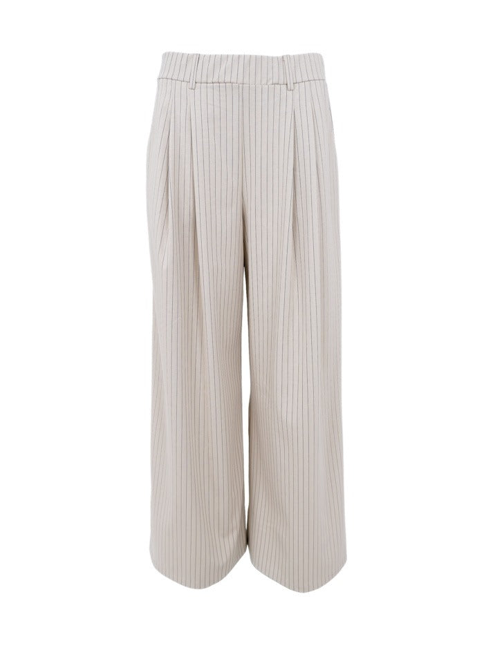 Milano Wideleg Pant Creme Striped