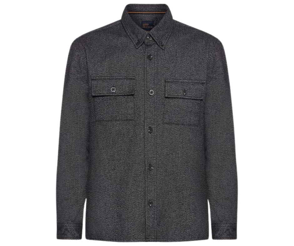 Bille Herringbone Black overshirt