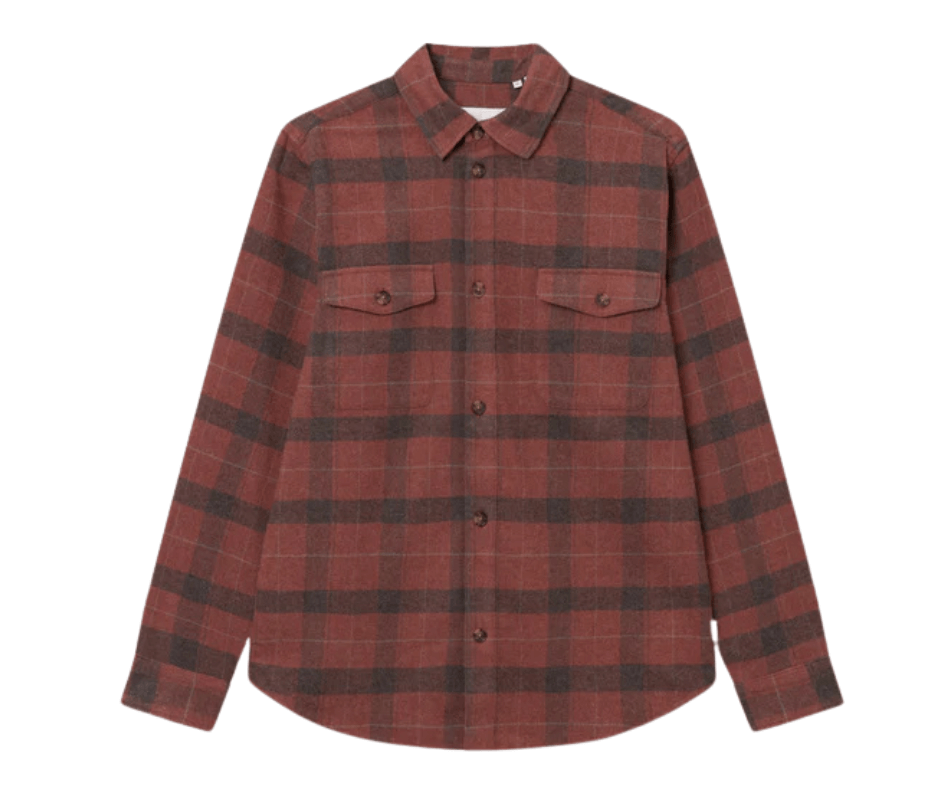 Lennon Flannel Check Overshirt Coffee Brun