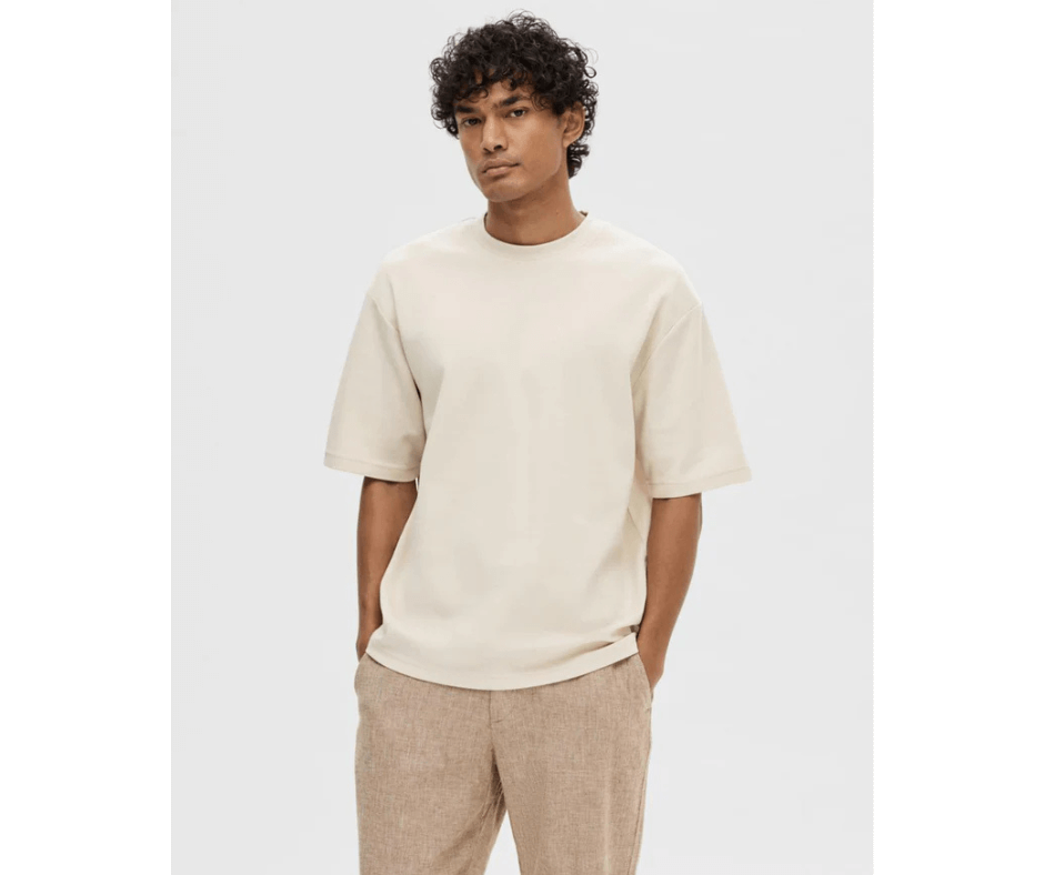 Loose Oscar Ss Oneck Tee Oatmeal