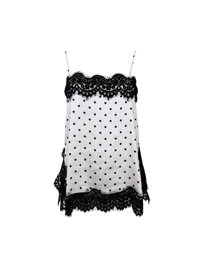 Evie Lace Strap Top White Dot