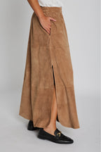1014 Jono Suede Long Skirt Camel