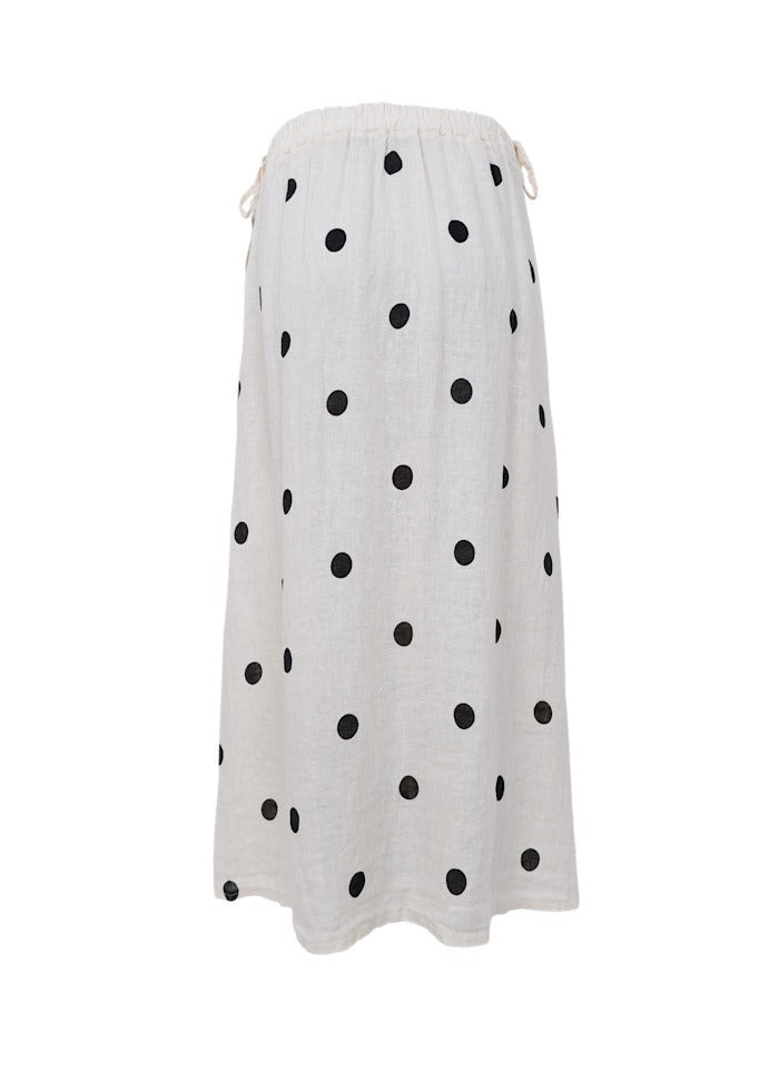 Melina Linen Wrap Skirt Dot