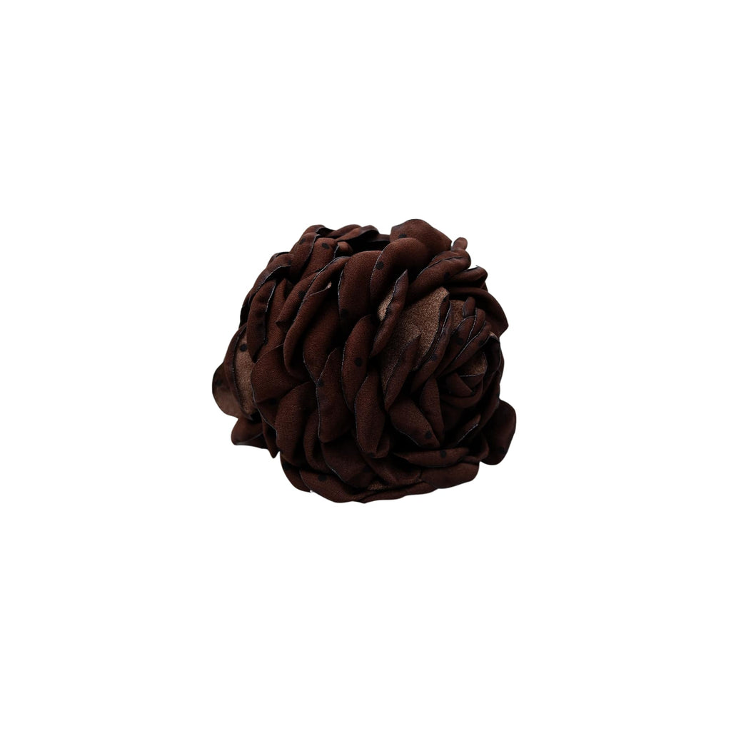 Black Colour Villa Mega Flower Hair Claw Coffee W. Dots