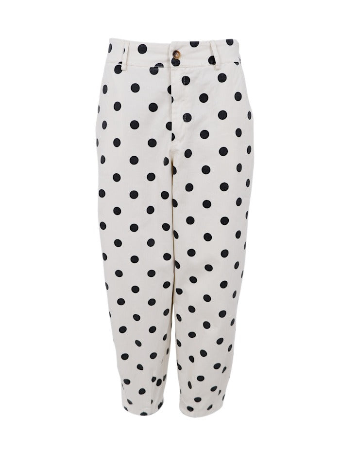 Ellie Barrel Pant White Dot