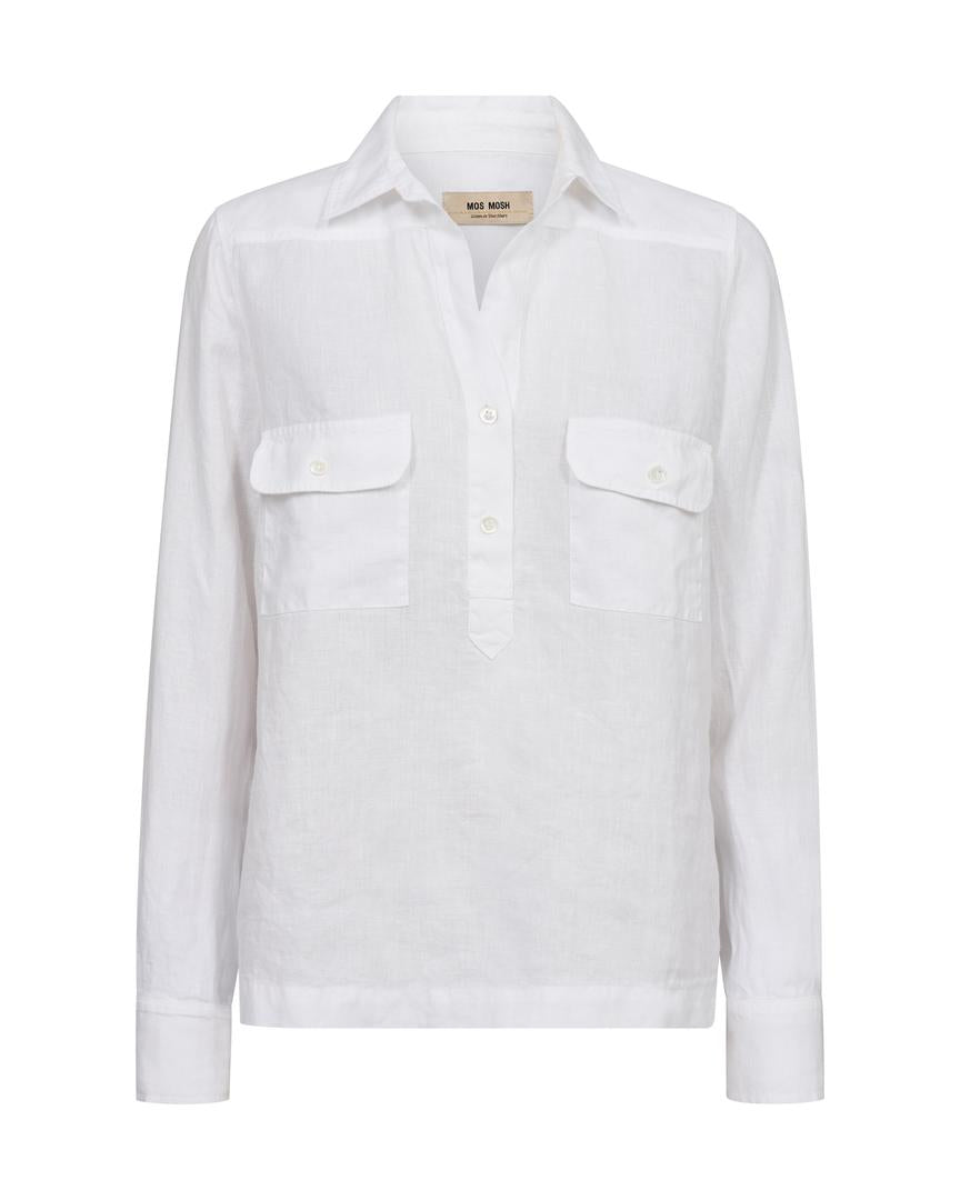 Enna Linen Pocket Blouse White